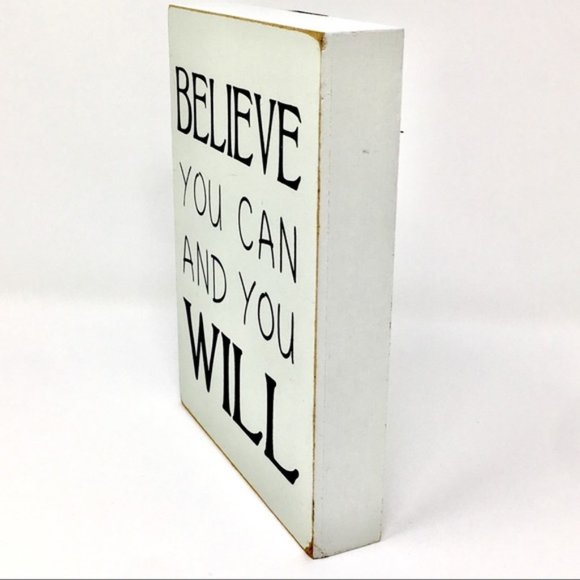 BELIEVE YOU CAN Motivational Quote Wooden Art Wall / Desk Wood Frame - Picture 2 of 4